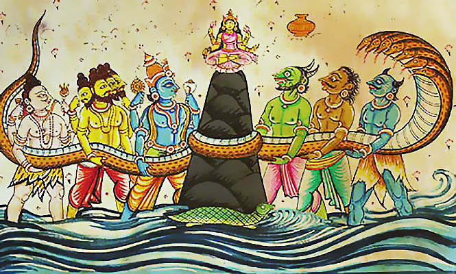 दवताओं तथा दैत्यों के द्वारा सागर या समुद्र मंथन